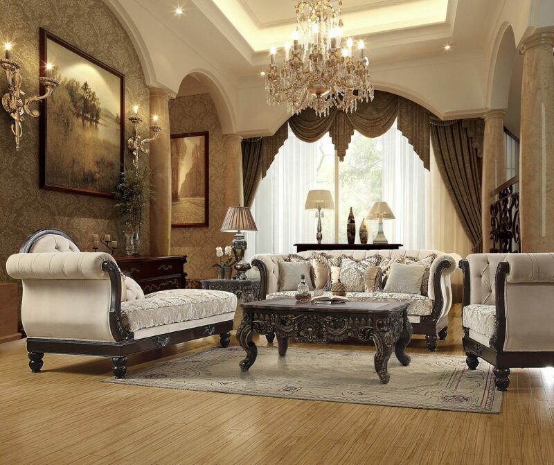 Brown Mahogany 3Pcs Sofa Set Hd-2651 By Homey Design | Mobilia Cleopatra 3 Brown Mahogany 3PCs Sofa Set HD-2651 By Homey Design - Image 1