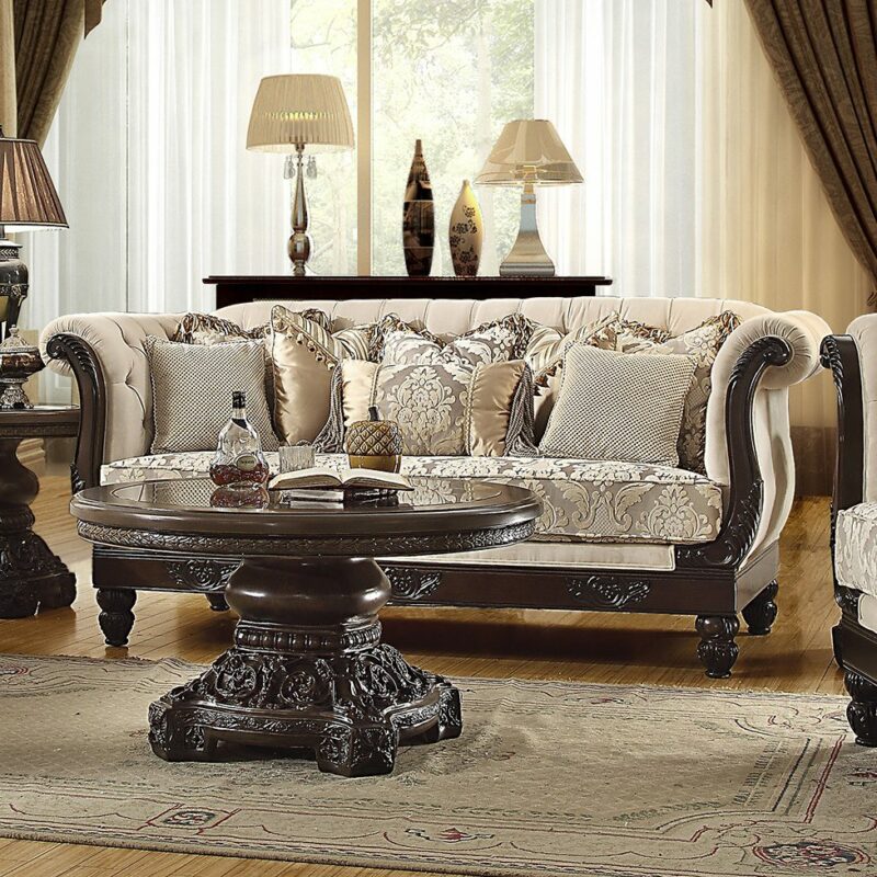 Brown Mahogany Sofa Hd-2651 By Homey Design | Mobilia Cleopatra 3 Brown Mahogany Sofa HD-2651 By Homey Design - Image 1