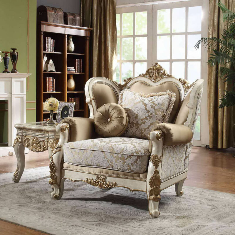 Vintage White Chair Hd-2652 By Homey Design | Mobilia Cleopatra 3 Vintage White Chair HD-2652 By Homey Design - Image 1
