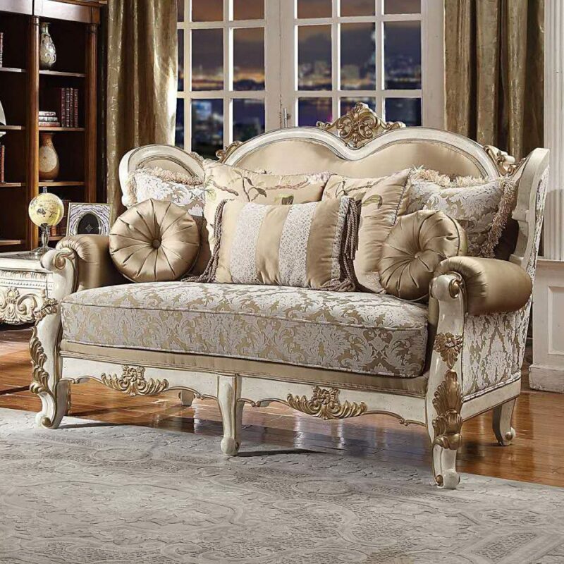 Vintage White Loveseat Hd-2652 By Homey Design | Mobilia Cleopatra 3 Vintage White Loveseat HD-2652 By Homey Design - Image 1
