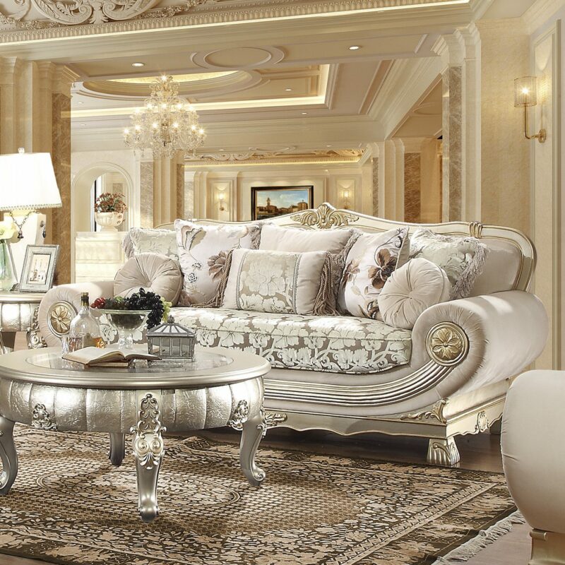 Belle Silver Sofa Hd-2656 By Homey Design | Mobilia Cleopatra 3 Belle Silver Sofa HD-2656 By Homey Design - Image 1