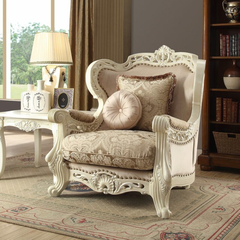 Luxury Ivory Chair Hd-2657 By Homey Design | Mobilia Cleopatra 3 Luxury Ivory Chair HD-2657 By Homey Design - Image 1