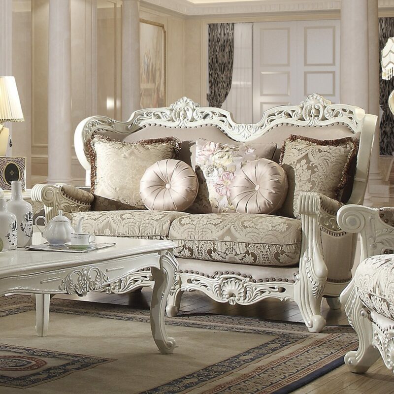 Luxury Ivory Loveseat Hd-2657 By Homey Design | Mobilia Cleopatra 3 Luxury Ivory Loveseat HD-2657 By Homey Design - Image 1