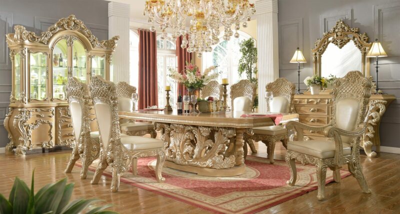 Pickle Frost & Antique Silver 9Pc Dining Table Set Hd-7012 By Homey Design | Mobilia Cleopatra 3 Pickle Frost & Antique Silver 9PC Dining Table Set HD-7012 By Homey Design - Image 1