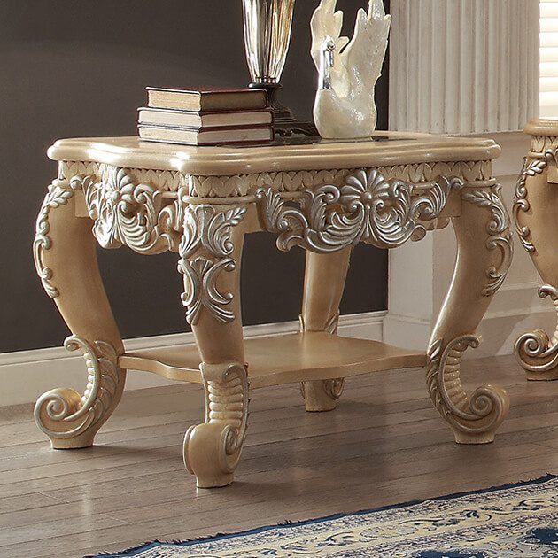 Pickle Frost & Antique Silver End Table Hd-7266 By Homey Design | Mobilia Cleopatra 3 Pickle Frost & Antique Silver End Table HD-7266 By Homey Design - Image 1