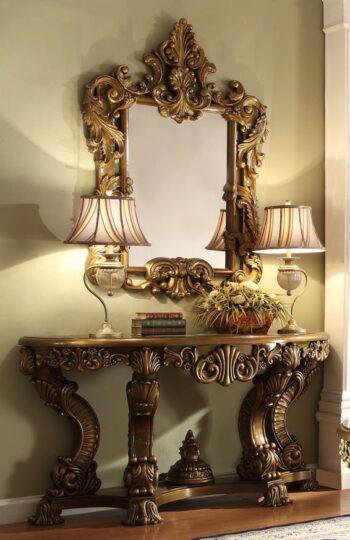 Met Ant Gold & Perfect Victorian Brown Console Table HD-8008 By Homey Design |