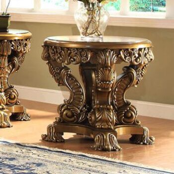 Met Ant Gold & Perfect Brown End Table HD-8008 By Homey Design