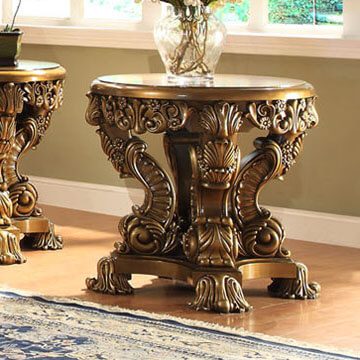 Met Ant Gold & Perfect Brown End Table Hd-8008 By Homey Design | Mobilia Cleopatra 3 Met Ant Gold & Perfect Brown End Table HD-8008 By Homey Design - Image 1