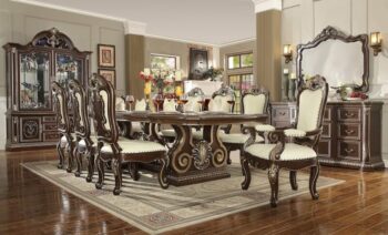 Brown Cherry 9PC Dining Table Set HD-8013 By Homey Design