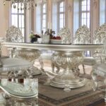 Metallic Silver Victorian  7PC Dining Table Set HD-8088 By Homey Design - Image 2