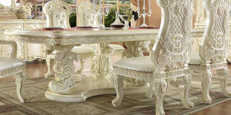 White Gloss Finish Dining Table Hd-8089 By Homey Design | Mobilia Cleopatra 3 White Gloss Finish Dining Table HD-8089 By Homey Design - Image 1