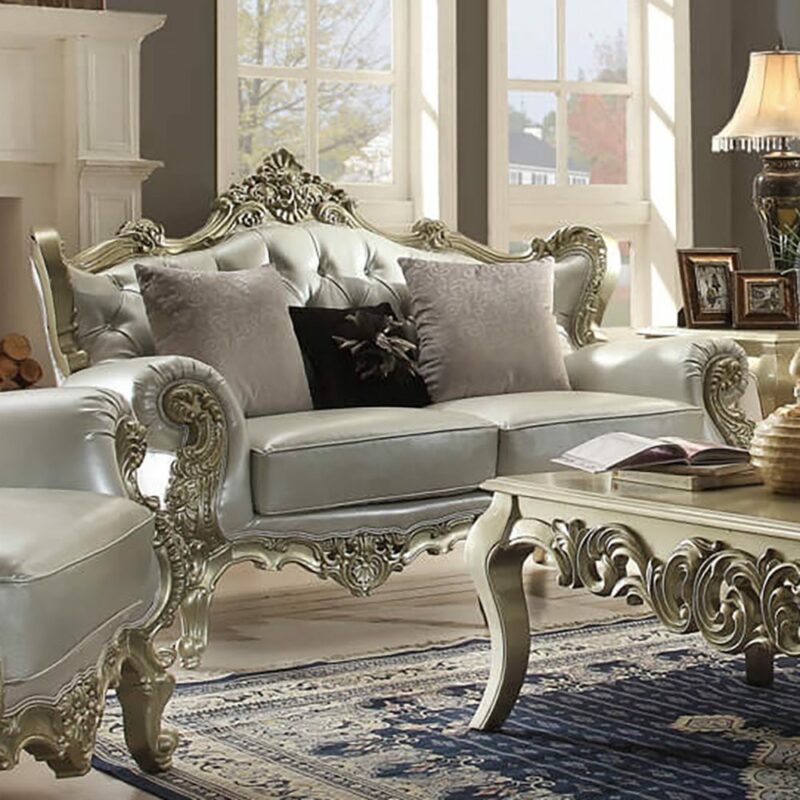 Belle Silver Loveseat Hd-13006 By Homey Design | Mobilia Cleopatra 3 Belle Silver Loveseat HD-13006 By Homey Design - Image 1