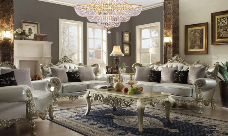 Belle Silver 3Pc Sofa Set Hd-13006 By Homey Design | Mobilia Cleopatra 3 Belle Silver 3PC Sofa Set HD-13006 By Homey Design - Image 1