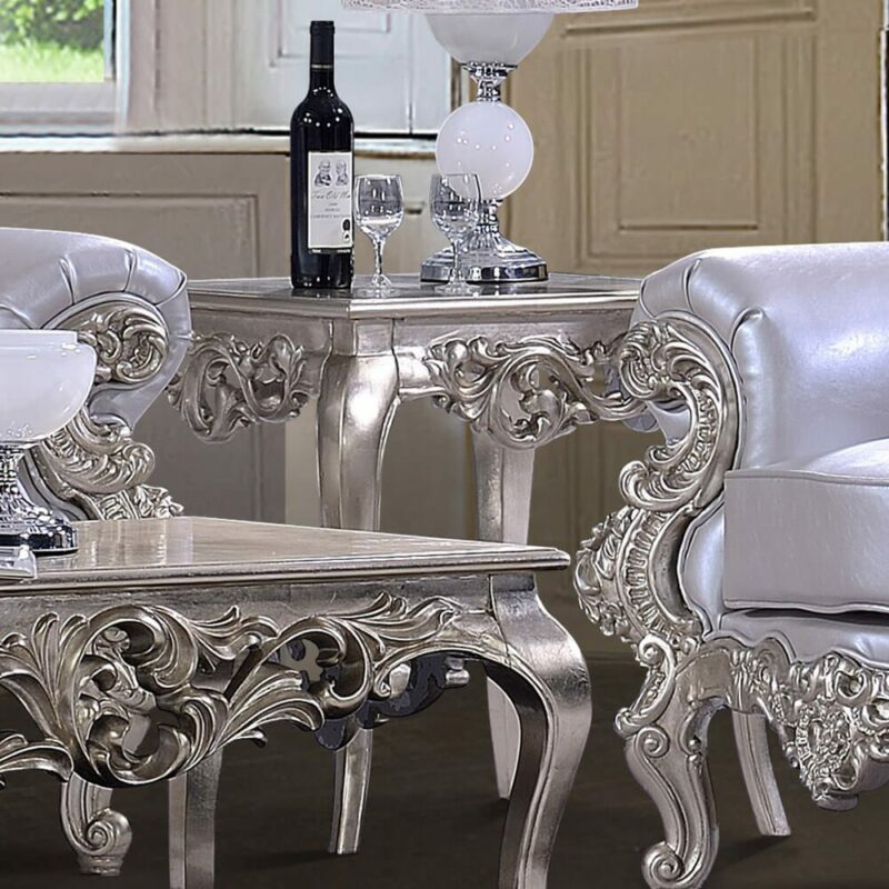 Belle Silver End Table Hd-13006 By Homey Design | Mobilia Cleopatra 3 Belle Silver End Table HD-13006 By Homey Design - Image 1