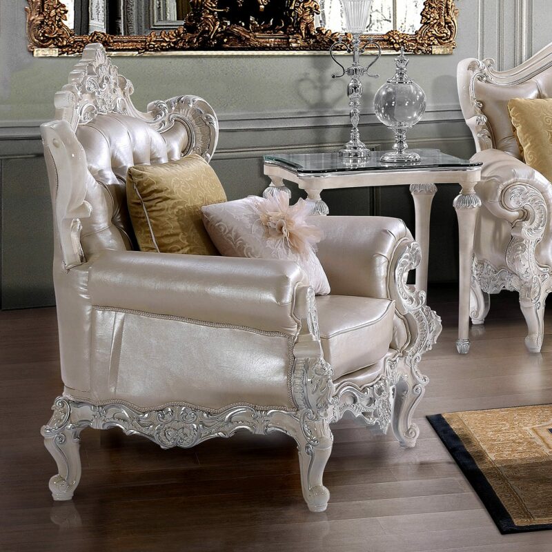 Ant White Chair Hd-13009 By Homey Design | Mobilia Cleopatra 3 Ant White Chair HD-13009 By Homey Design - Image 1