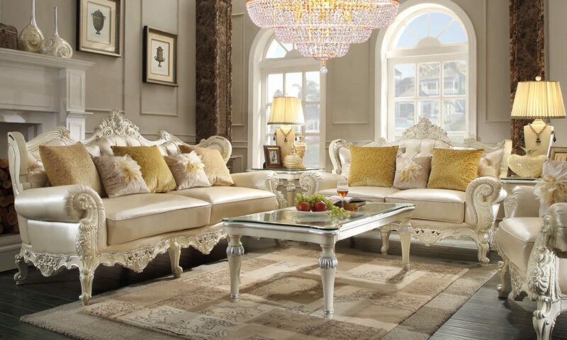 Ant White 3Pc Sofa Set Hd-13009 By Homey Design | Mobilia Cleopatra 3 Ant White 3PC Sofa Set HD-13009 By Homey Design - Image 1