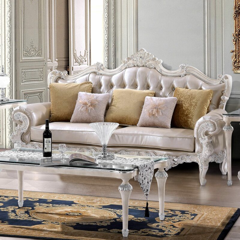Ant White Sofa Hd-13009 By Homey Design | Mobilia Cleopatra 3 Ant White Sofa HD-13009 By Homey Design - Image 1
