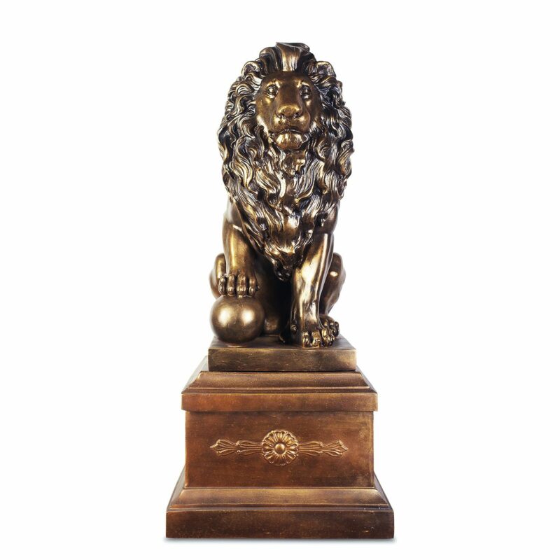 Bronze With Polished Accents Finish Lion With Left Ball Hd-71158 By Homey Design | Mobilia Cleopatra 3 Bronze with Polished Accents Finish Lion with Left Ball HD-71158 By Homey Design - Image 1