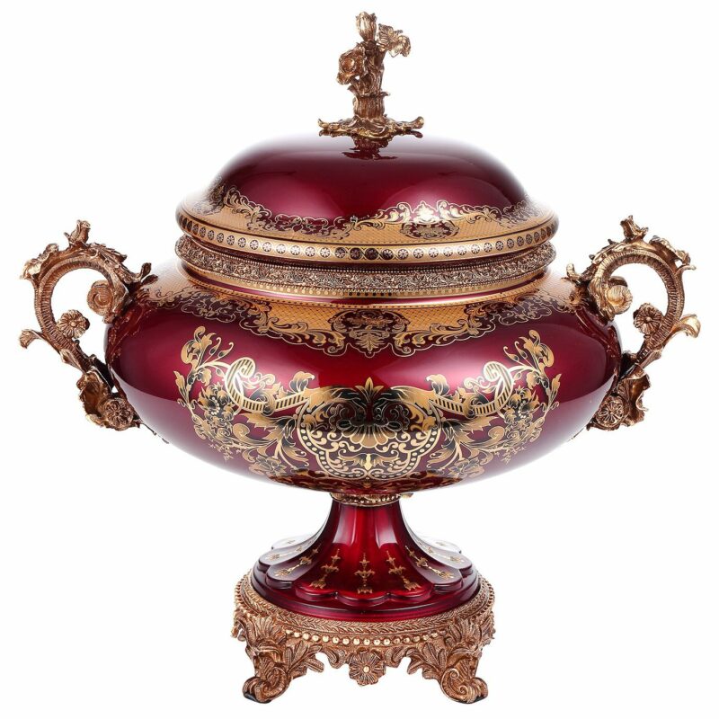Bronze & Ruby Red Urn Hd-6009Xl By Homey Design | Mobilia Cleopatra 3 Bronze & Ruby Red URN HD-6009XL By Homey Design - Image 1
