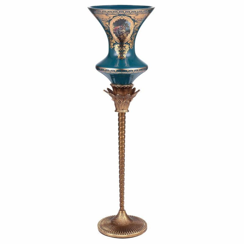 Bronze & Deep Aegean Blue-Gold Candleholder Hd-4018 By Homey Design | Mobilia Cleopatra 3 Bronze & Deep Aegean Blue-Gold Candleholder HD-4018 By Homey Design - Image 1