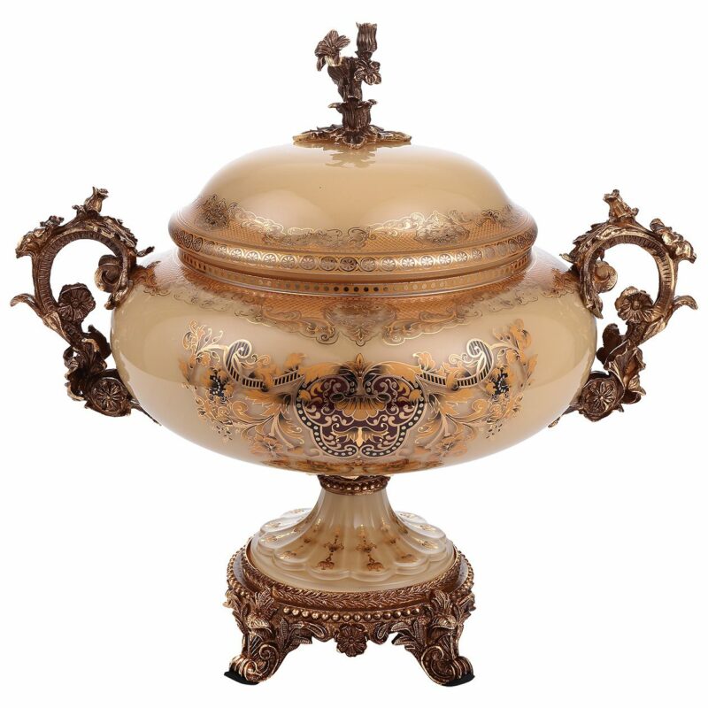 Bronze & Mocha Cream Urn Hd-6011H By Homey Design | Mobilia Cleopatra 3 Bronze & Mocha Cream URN HD-6011H By Homey Design - Image 1