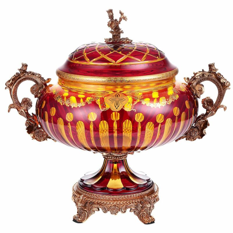 Amber & Ruby Red Urn Hd-3010 By Homey Design | Mobilia Cleopatra 3 Amber & Ruby Red URN HD-3010 By Homey Design - Image 1