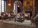 Mahogany & Metallic Bright Gold HD-89 3PC Sofa Set By Homey Design