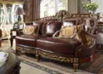 Mahogany & Metallic Bright Gold HD-89 3PC Sofa Set By Homey Design - Image 4