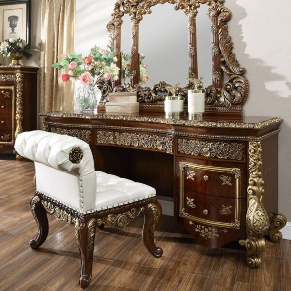 Dark Mocha & Metallic Gold 5PCs Eastern King Bedroom Set HD-1803 By Homey Design - Image 4