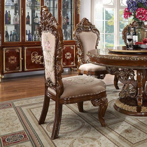 Dark Mocha & Metallic Gold 5PCs Round Dining Set HD-1803 By Homey Design - Image 3