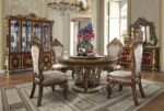 Dark Mocha & Metallic Gold 5PCs Round Dining Set HD-1803 By Homey Design