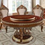 Dark Mocha & Metallic Gold 5PCs Round Dining Set HD-1803 By Homey Design - Image 2