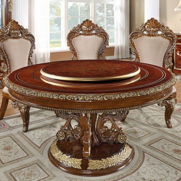 Dark Mocha & Metallic Gold 5PCs Round Dining Set HD-1803 By Homey Design - Image 2