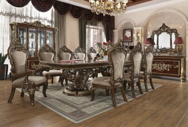 Dark Mocha & Metallic Gold Rectangle Table HD-1803 By Homey Design - Image 2