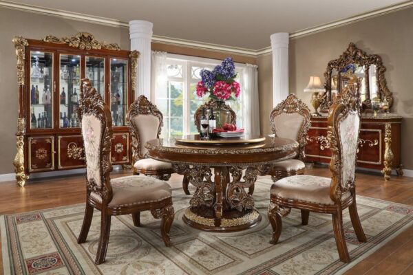 Dark Mocha & Metallic Gold Round Table HD-1803 By Homey Design - Image 2