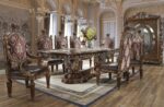 Burl & Metallic Antique Gold 9PCs Dining Table Set HD-1804 By Homey Design
