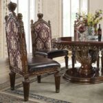 Burl & Metallic Antique Gold 9PCs Dining Table Set HD-1804 By Homey Design - Image 3