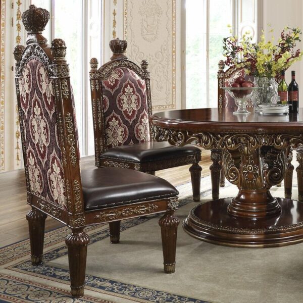 Burl & Metallic Antique Gold 9PCs Dining Table Set HD-1804 By Homey Design - Image 3