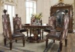 Burl & Metallic Gold 5PCs Round Dining Set HD-1804 By Homey Design