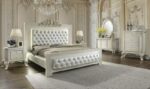 White Gloss & Gold Brush Highlights Finish California King Bed HD-8091 By Homey Design - Image 2