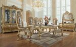Metallic Gold Victorian 7PC Dining Set HD-1801 By Homey Design