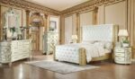 Ivory & Metallic Gold 4PC Eastern King Bedroom Set HD-8032 By Homey Design