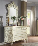 Ivory & Metallic Gold 4PC Eastern King Bedroom Set HD-8032 By Homey Design - Image 3