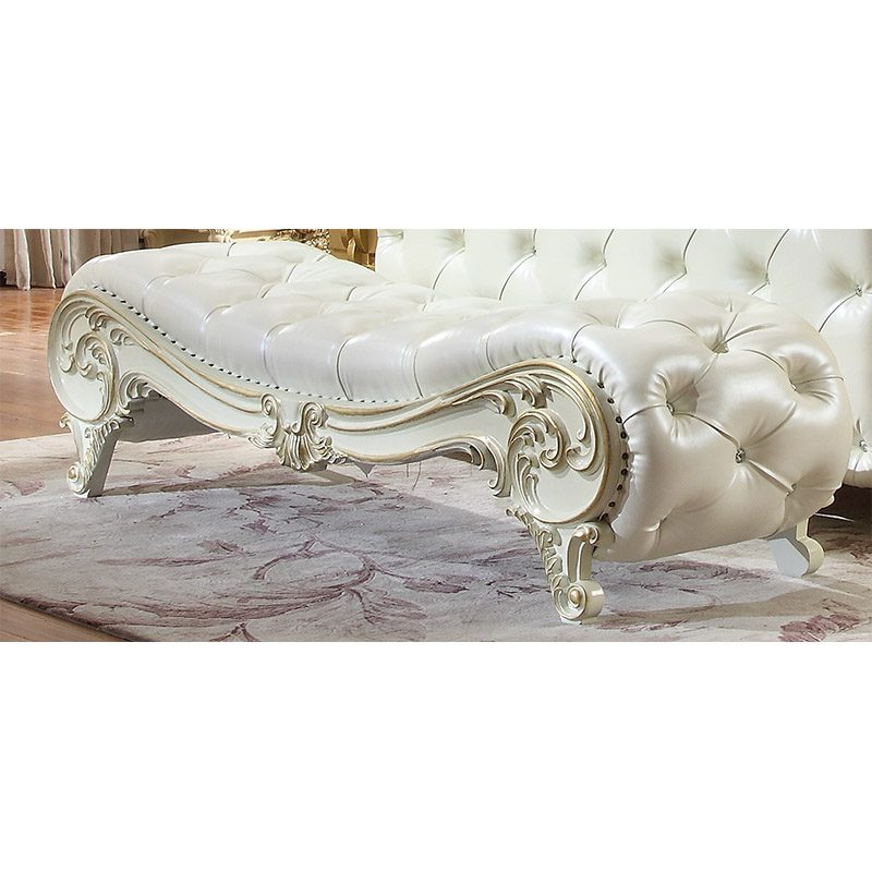 Ivory & Metallic Gold Bench Hd-8032 By Homey Design | Mobilia Cleopatra 3 Ivory & Metallic Gold Bench HD-8032 By Homey Design - Image 1