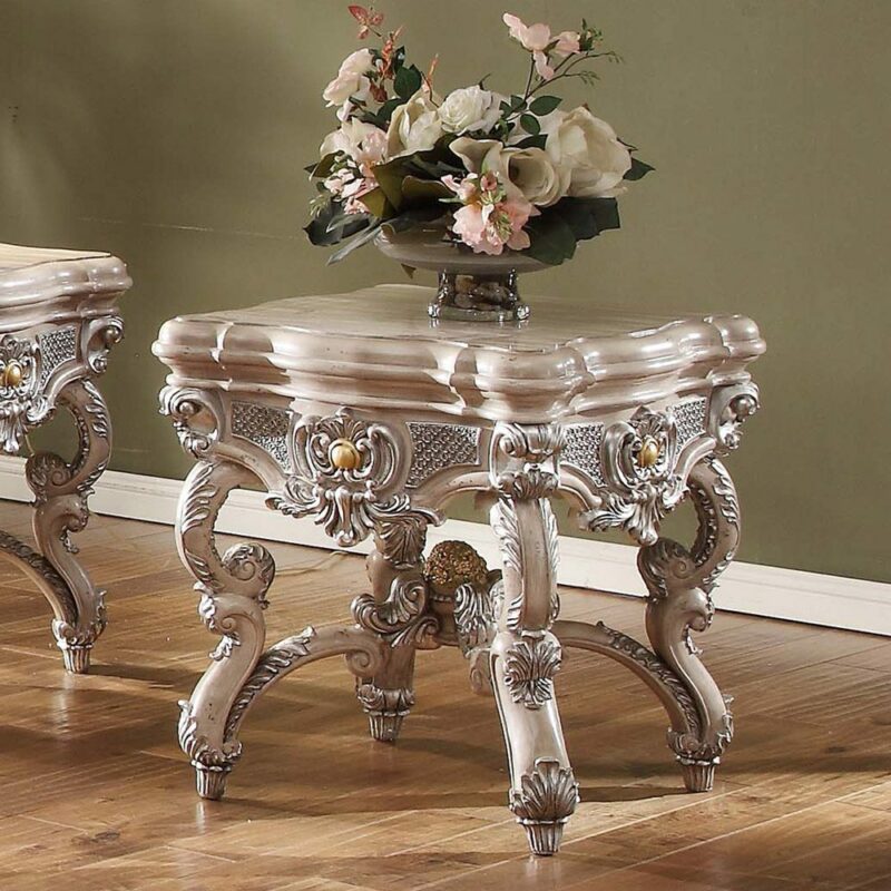 Metallic Silver End Table Hd-8001 By Homey Design | Mobilia Cleopatra 3 Metallic Silver End Table HD-8001 By Homey Design - Image 1