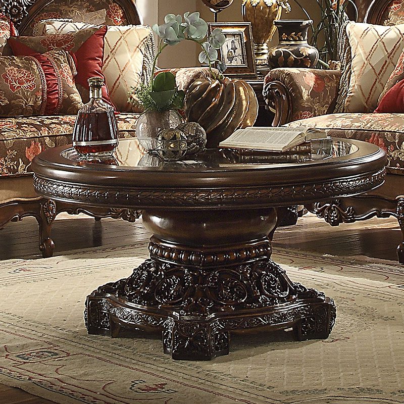 Dark Red Mahogany Coffee Table Hd-1100 By Homey Design | Mobilia Cleopatra 3 Dark Red Mahogany Coffee Table HD-1100 By Homey Design - Image 1