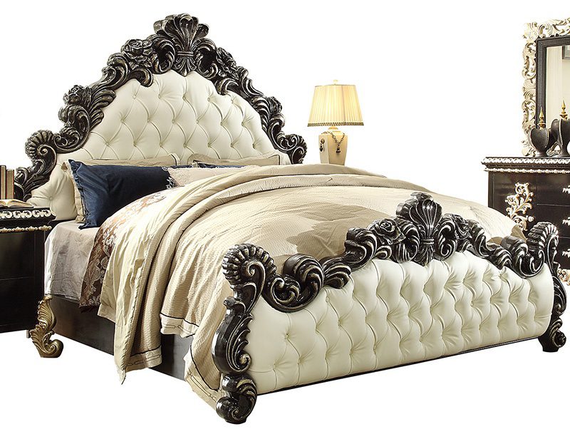 Black Enamel & Silver Eastern Eastern King Bed Hd-1208 By Homey Design | Mobilia Cleopatra 3 Black Enamel & Silver Eastern Eastern King Bed HD-1208 By Homey Design - Image 1