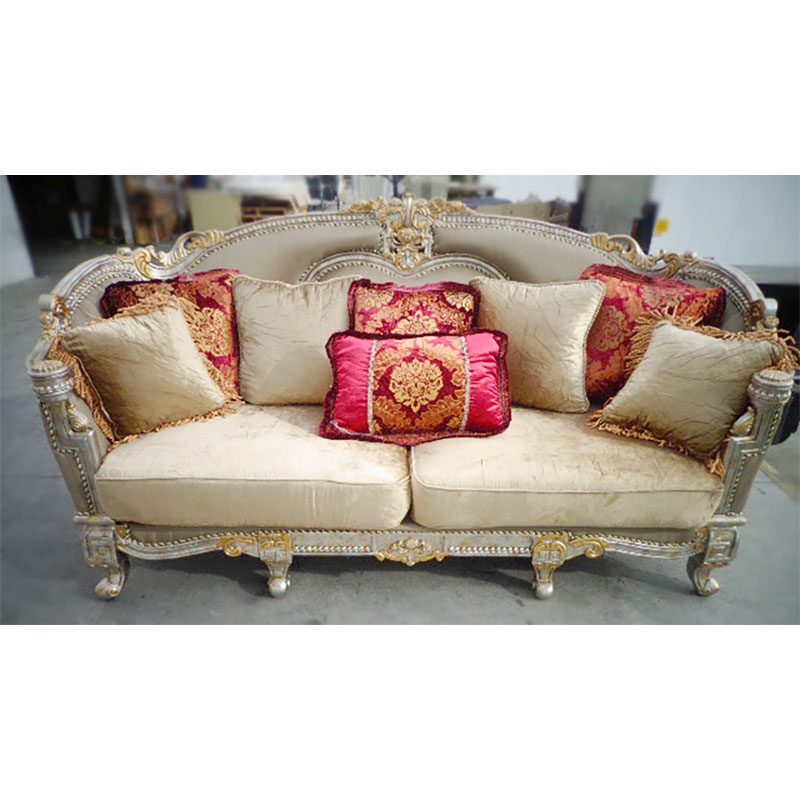 Metallic Antique Silver Sofa Hd-1880 By Homey Design | Mobilia Cleopatra 3 Metallic Antique Silver Sofa HD-1880 By Homey Design - Image 1