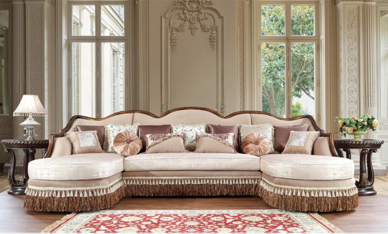 Brown Cherry Double Chaise Sectional Sofa Hd-91626 By Homey Design | Mobilia Cleopatra 3 Brown Cherry Double Chaise Sectional Sofa HD-91626 By Homey Design - Image 1