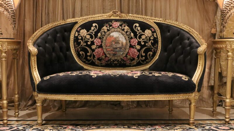 Handmade Gold Black Galaxy Sofa | Mobilia Cleopatra 3 Handmade Gold Black Galaxy Sofa - Image 1